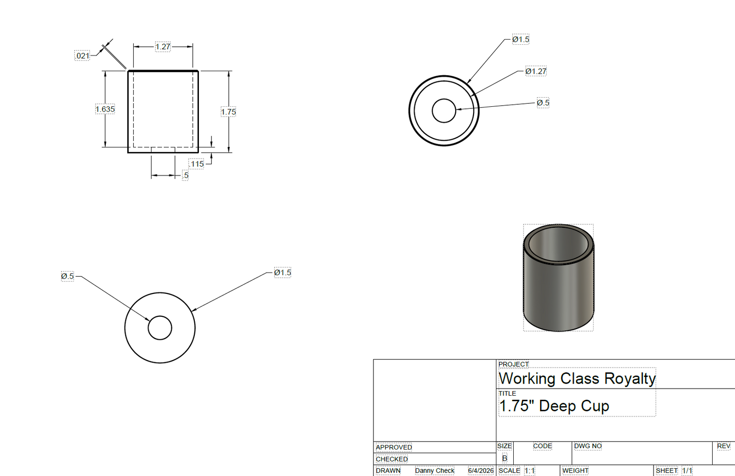 Billet Steel Mounting Cups 1.75"